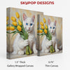 White Cat With Yellow Tulips Art - View 2