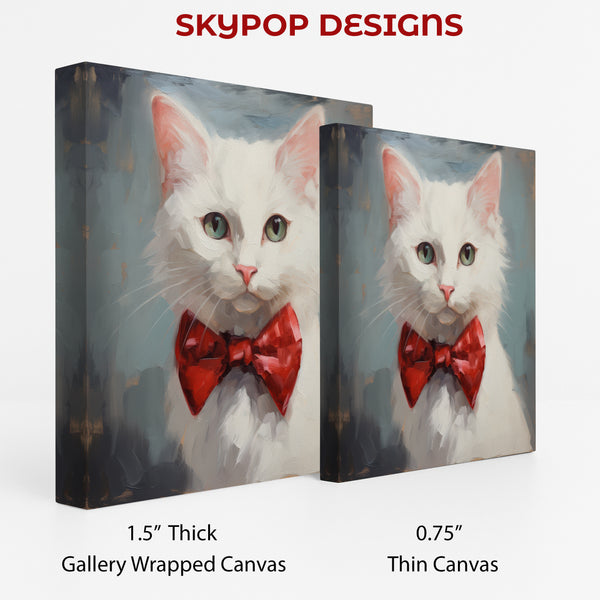 Dapper White Cat Art - View 2