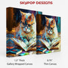 Glasses Cat Bookworm Art - View 2