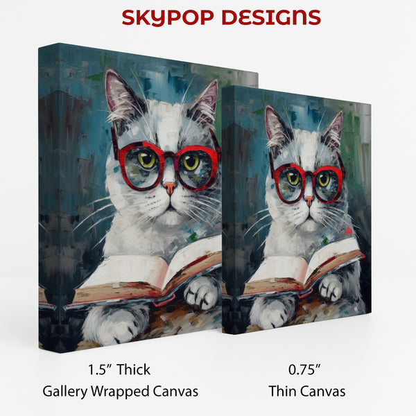 Sophisticated Cat Reading Art - View 2