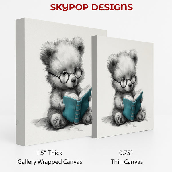 Teddy Bear Reading Book Art - View 2