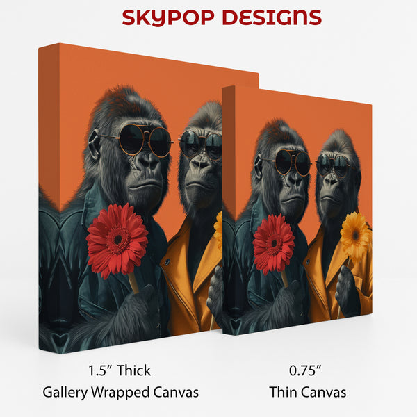 Gorillas With Flowers Art - View 2