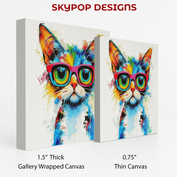Hipster Cat in Glasses Art - View 2