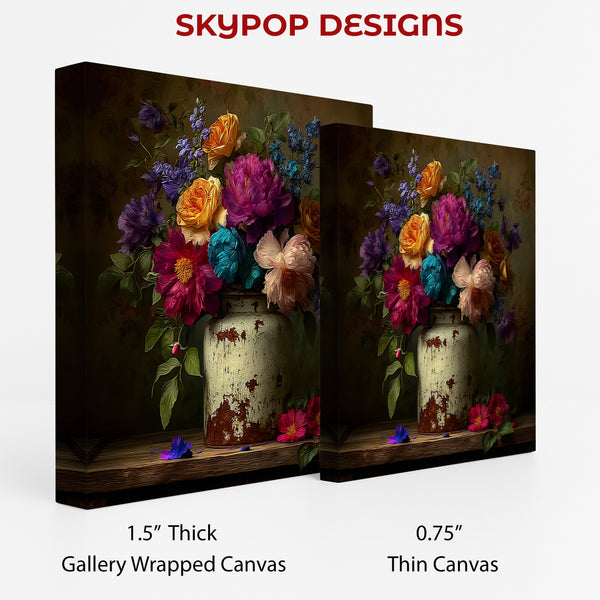 Vintage Floral Vase Art - View 2