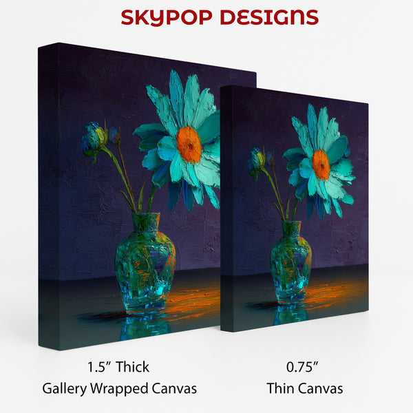 Teal Daisy Floral Art - View 2