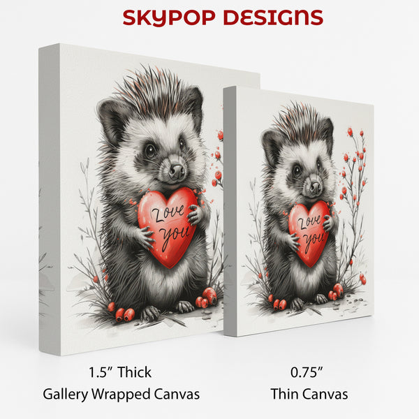 Hedgehog Love Heart Art - View 2