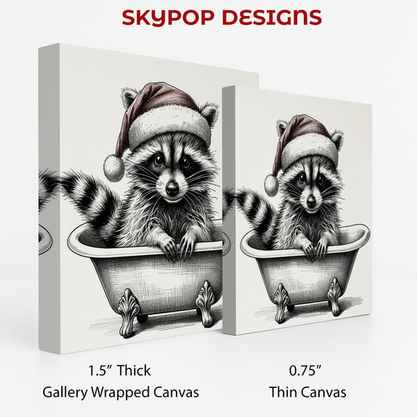 Raccoon Christmas Bath Art - View 2