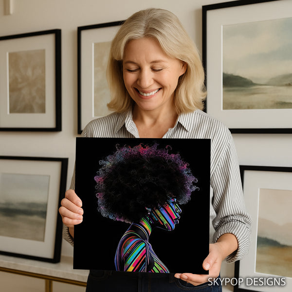 Rainbow Streaks Afro Woman Art - View 3