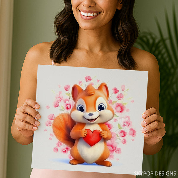 Squirrel Holding Heart Art - View 3