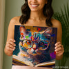 Colorful Cat Reading Art - View 3