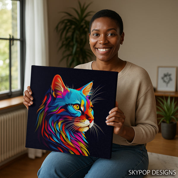 Neon Cat Explosion Art - View 3