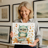 Owl Reading Books Art - View 3