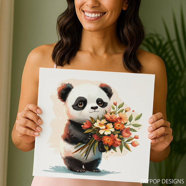 Panda Flower Bouquet Art - View 3