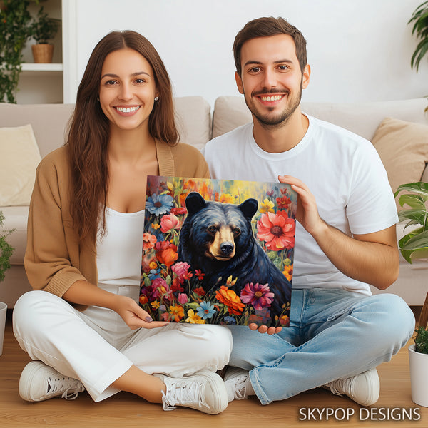 Bear Amongst Flowers Art - View 3