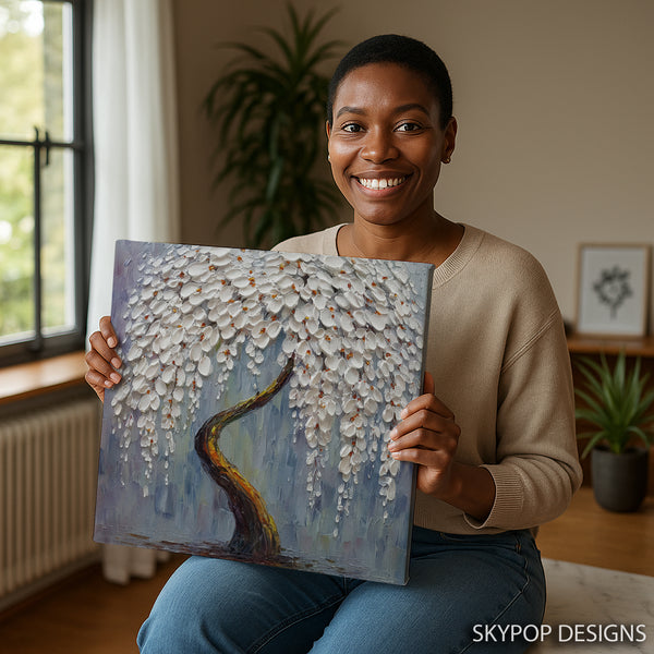 White Blossom Tree Art - View 3