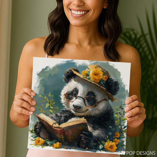 Panda Reading Book Art - View 3