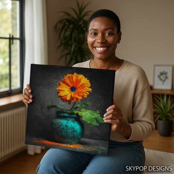 Orange Gerbera Daisy Art - View 3