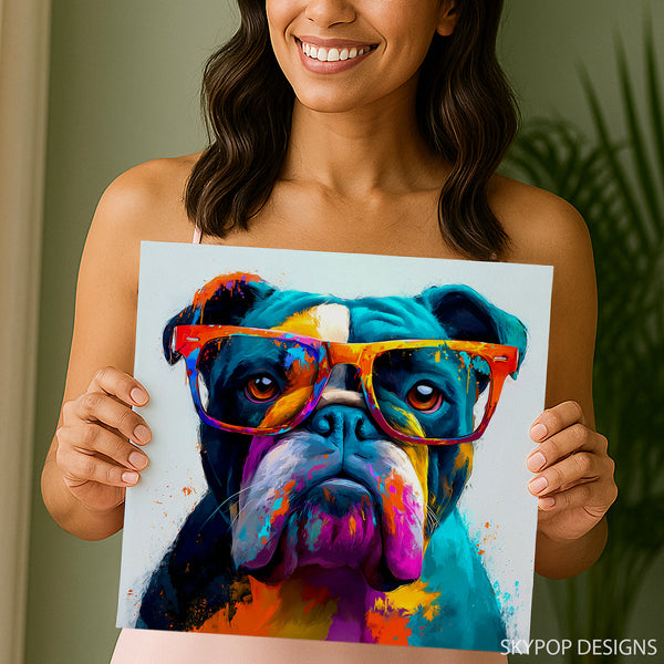 Bulldog With Glasses Art - View 3