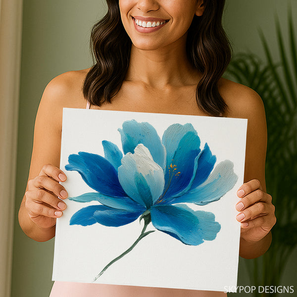 Blue Peony Bloom Art - View 3