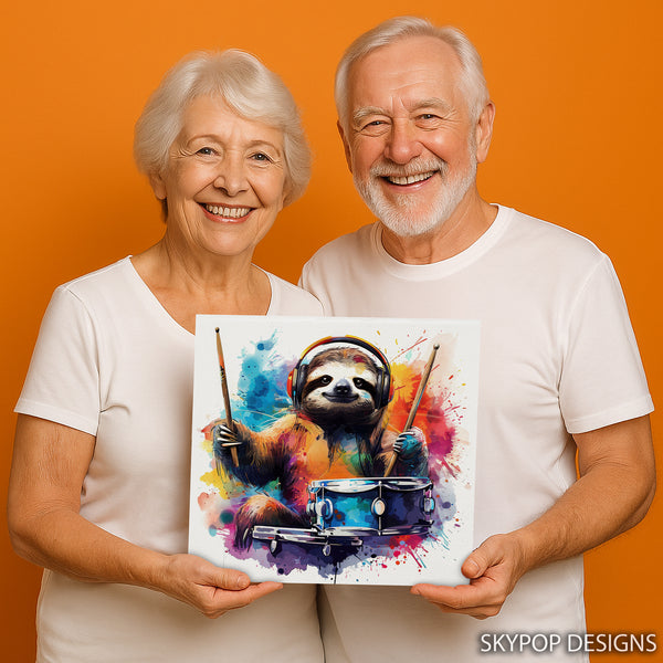 Sloth Drummer Art - View 3