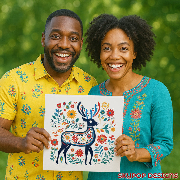Deer Floral Art - View 3