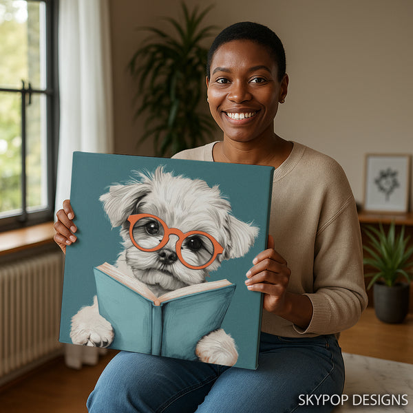Maltese Book Lover Art - View 3