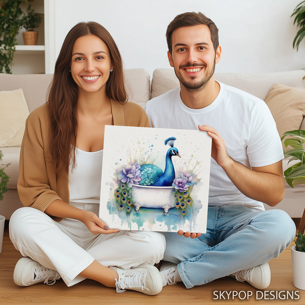Peacock Bath Art - View 3
