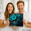 Teal Hibiscus Vase Art - View 3