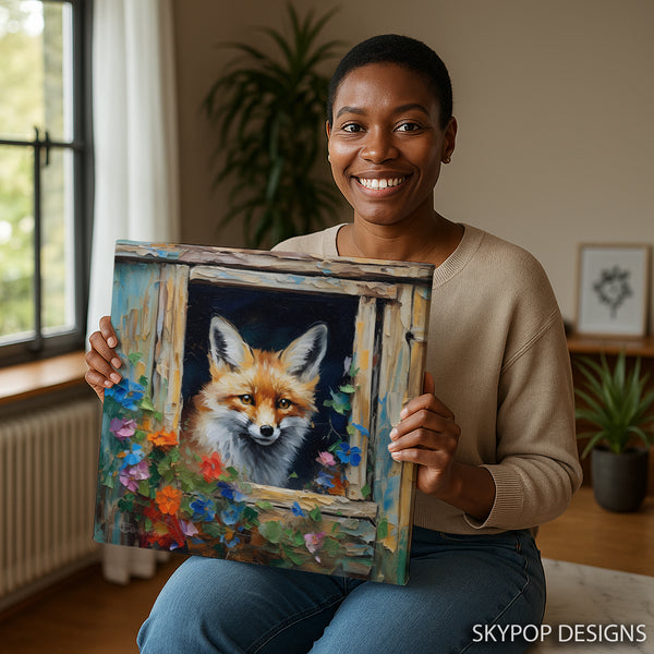 Fox Peeking Window Art - View 3