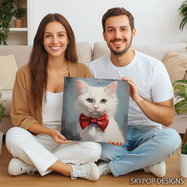 Dapper White Cat Art - View 3