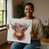 Highland Cow Floral Crown Art - View 3