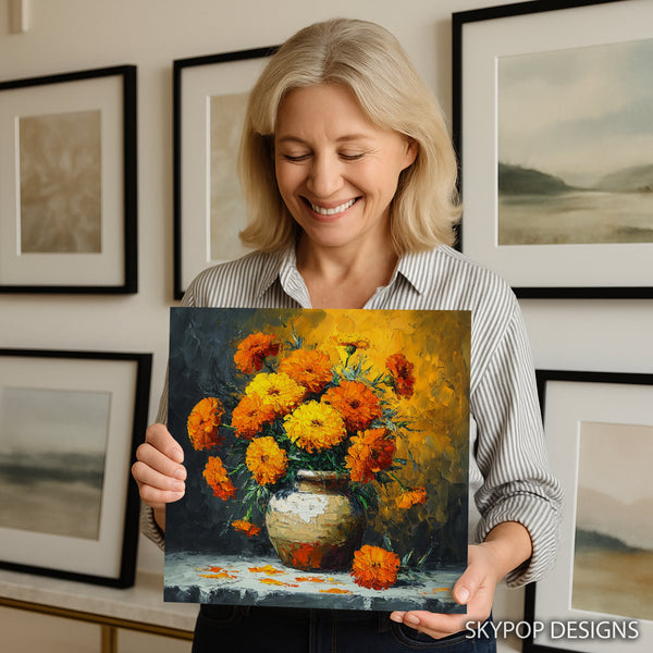 Vibrant Marigold Bouquet Art - View 3