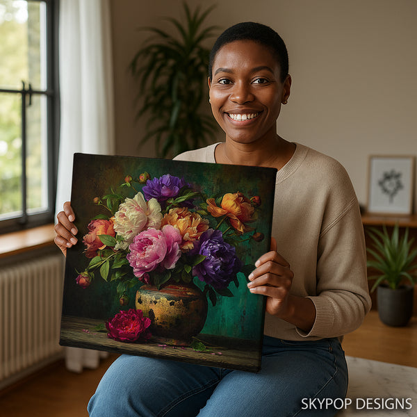 Vibrant Peony Bouquet Art - View 3