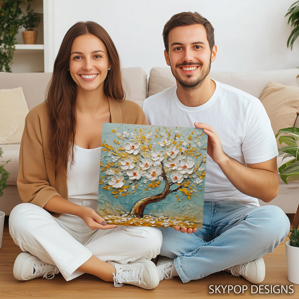 White Blossom Tree Art - View 3
