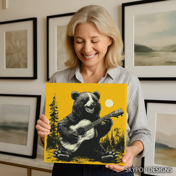 Bear Playing Guitar Moon Art - View 3