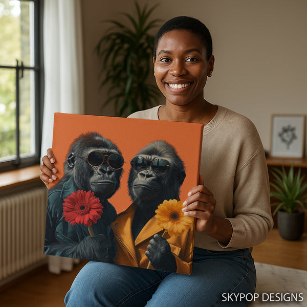 Gorillas With Flowers Art - View 3