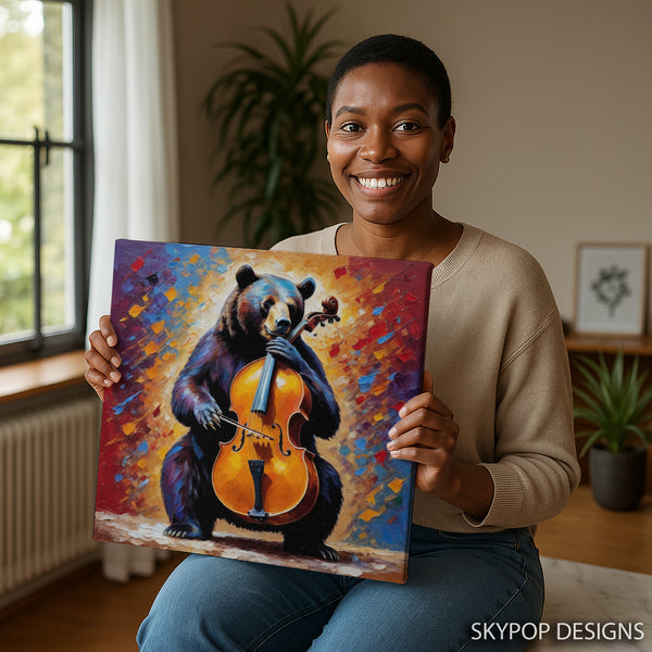 Bear Playing Cello Art - View 3