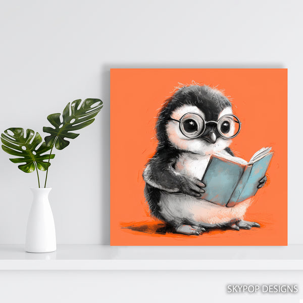 Penguin Reading Book Art - View 5