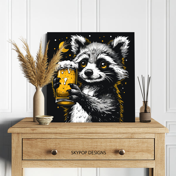 Raccoon Beer Night Art - View 5