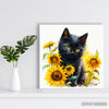 Black Cat and Sunflowers Art - View 5