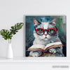 Sophisticated Cat Reading Art - View 5
