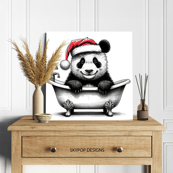Panda Christmas Bath Art - View 5