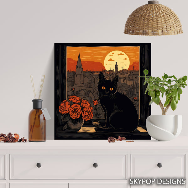 Black Cat Sunset View Art - View 5