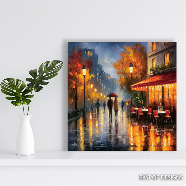 Rainy Paris Cafe Walk Art - View 5