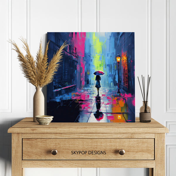 Rainy Evening Cityscape Art - View 5