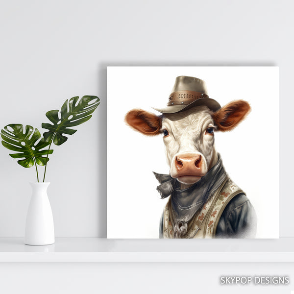 Cowboy Highland Cow Art - View 5