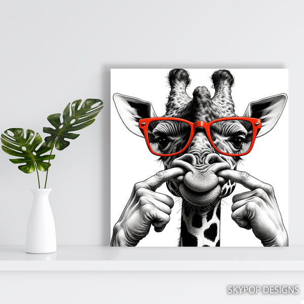 Giraffe with Red Glasses Art - View 5