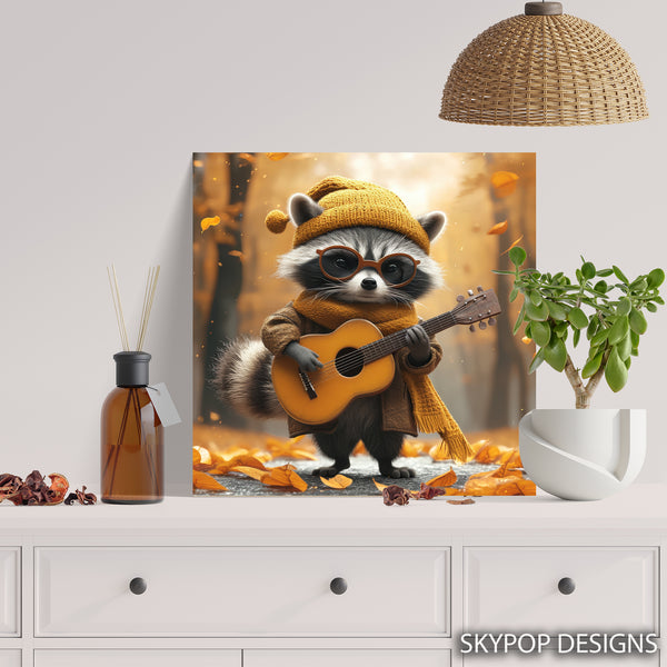 Raccoon Guitar Art - View 5