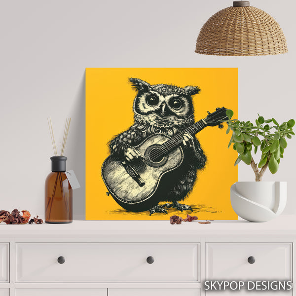 Guitar Playing Owl Art - View 5