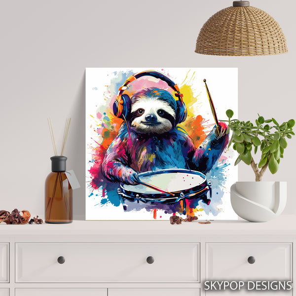 Sloth Drummer Art - View 5